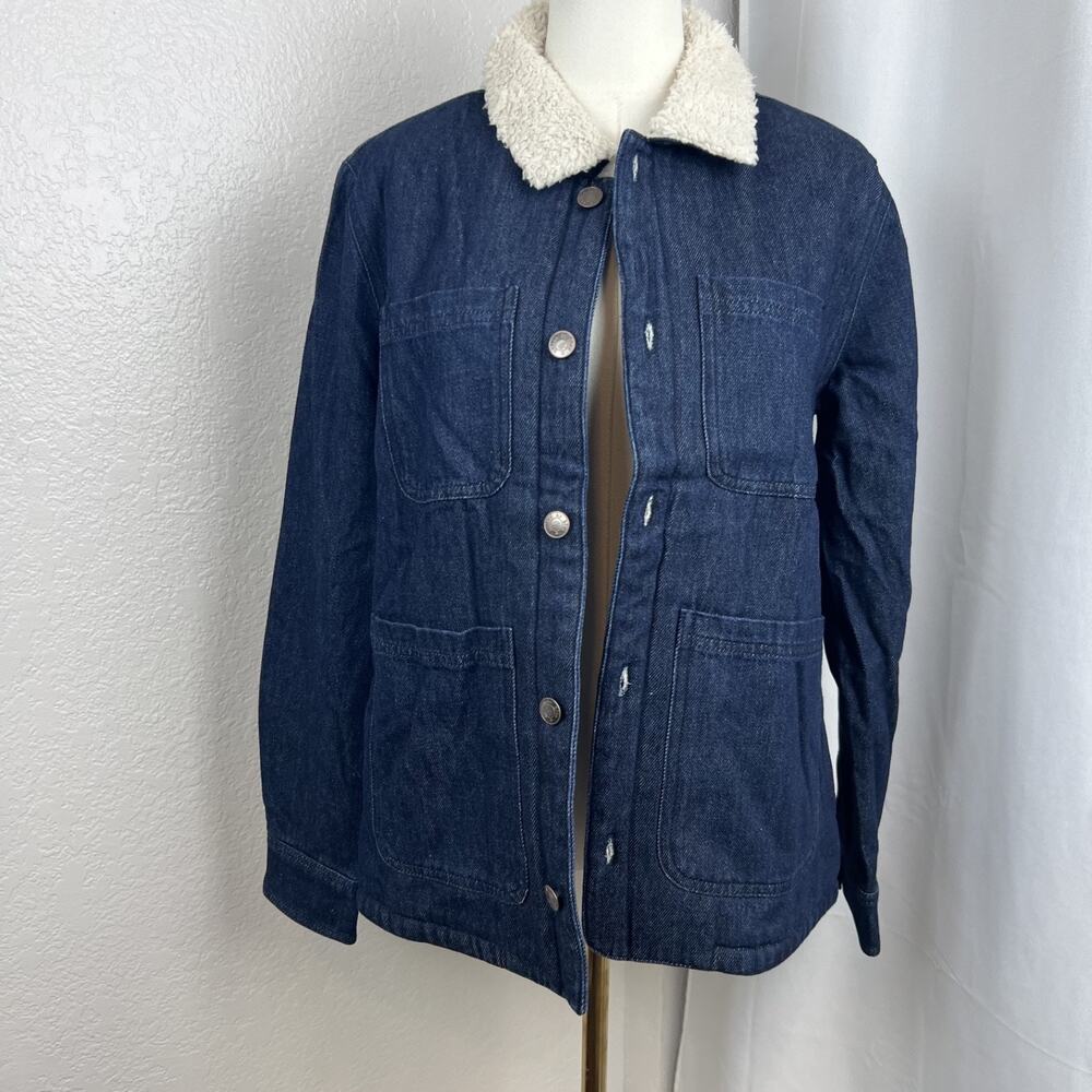 United By Blue Jacket Adult Medium Blue Denim Chore Coat Sherpa Lined Western
